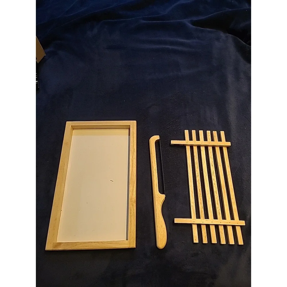 Wooden Bread Cutting Board With Bow Knife And Crumb Tray